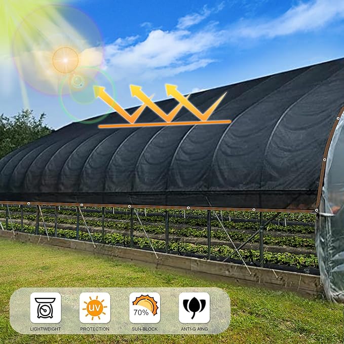 Black Shade Cloth,90% Durable Mesh Tarp with Grommets, Resistant Garden Sun Shade Netting, Shading Antifreezing for Pergola Greenhouse Plants Growing Chicken Coop Shade Cover