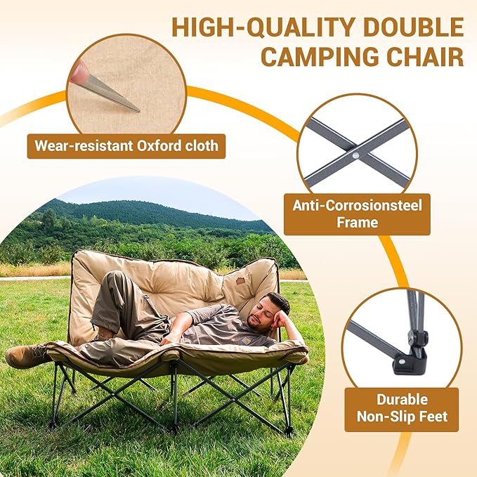 KingCamp Butterfly Chair Oversized XL Camping Chairs for Adults Padded Folding Comfy Camp Chairs 300lbs Heavy Duty with High Back for Bedroom Living Room Dorm Rooms Outdoor Patio Lawn