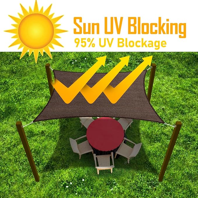 15' x 19' Brown Outdoor Sun Shade Sail Canopy ??UV Resistant Permeable Awning Fabric for Patio, Garden, Backyard, Pergola, Carport, Lawn Shelter Cover