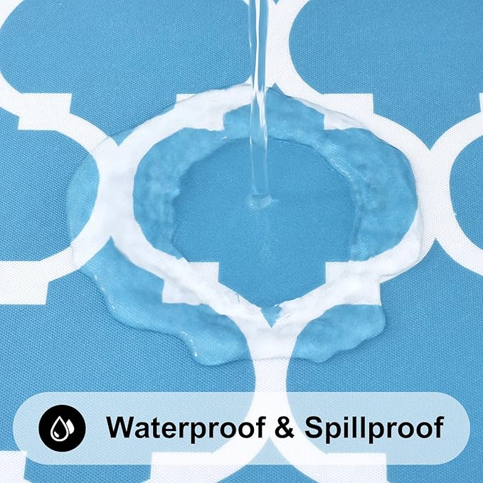 Smiry Rectangle Picnic Table Cover, Waterproof Elastic Fitted Camping Tablecloths for 6 Foot Tables, Wipeable Flannel Backed Vinyl Tablecloth Protector for Indoor, Outdoor (Light Blue, 30x72 Inches)