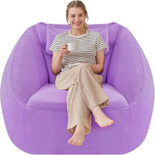 HABUTWAY Inflatable Bean Bag Chairs for Adult Blow up Chair Portable Inflatable Bean Bag Couch w/Electric Air Pump,Handle & Side Pocket for Movie Night Reading Gaming Living Room - Purple