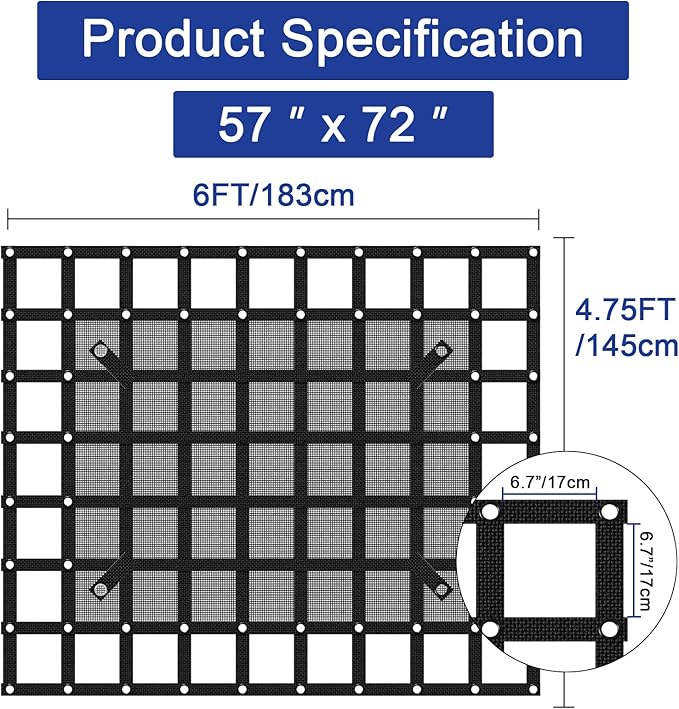 Heavy Duty Truck Bed Cargo Net - 2 Size Options with J Hooks & Reinforced Mesh, Universal Pickup Truck Organizer Secure Transport