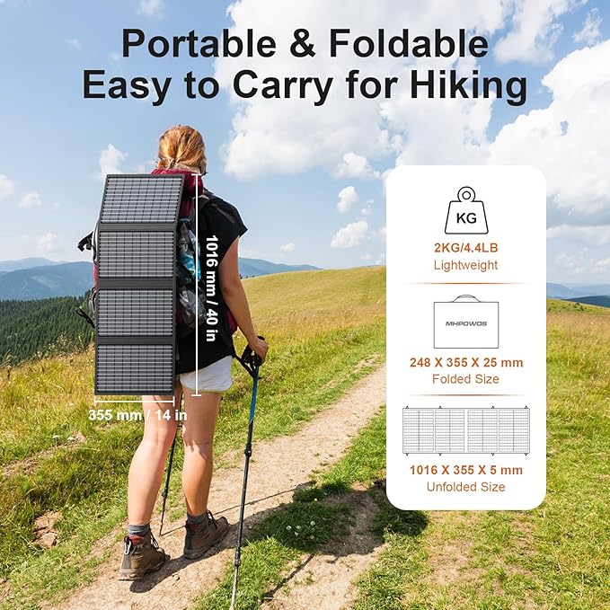 60W Portable Solar Panels Charger with USB-C, USB-A and DC Outputs Foldable IP67 Waterproof Solar Panel for Camping Hiking, Power Emergency for Small Power Station Generator, Phones, Power Bank