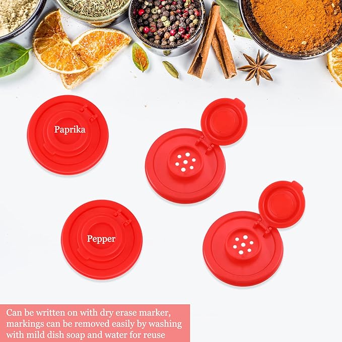 4 Pcs Salt and Pepper Shakers Set Mini Plastic Pepper Shaker with Lid Damp Proof Popcorn Containers Clear Spice Jars Salt Shaker for Travel Camping Picnic Lunch Dining Kitchen (Red, Small)