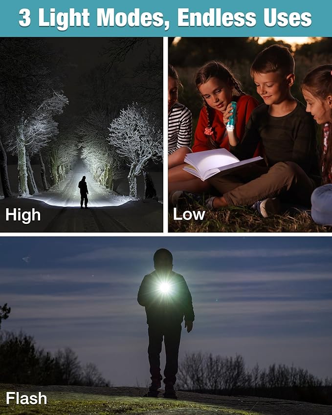 EverBrite Mini Flashlight, LED Flash Light with 3 Modes, 3 AAA Batteries Included, Water-Resistant Small Flashlight for Emergencies and Camping, Blue, 1 Pack