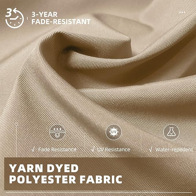 PURPLE LEAF 10 Feet Patio Umbrella with Base Outdoor Cantilever Solar Powered LED Square Umbrella Aluminum Offset Umbrella with 360-degree Rotation for Garden Deck Pool Patio, Beige