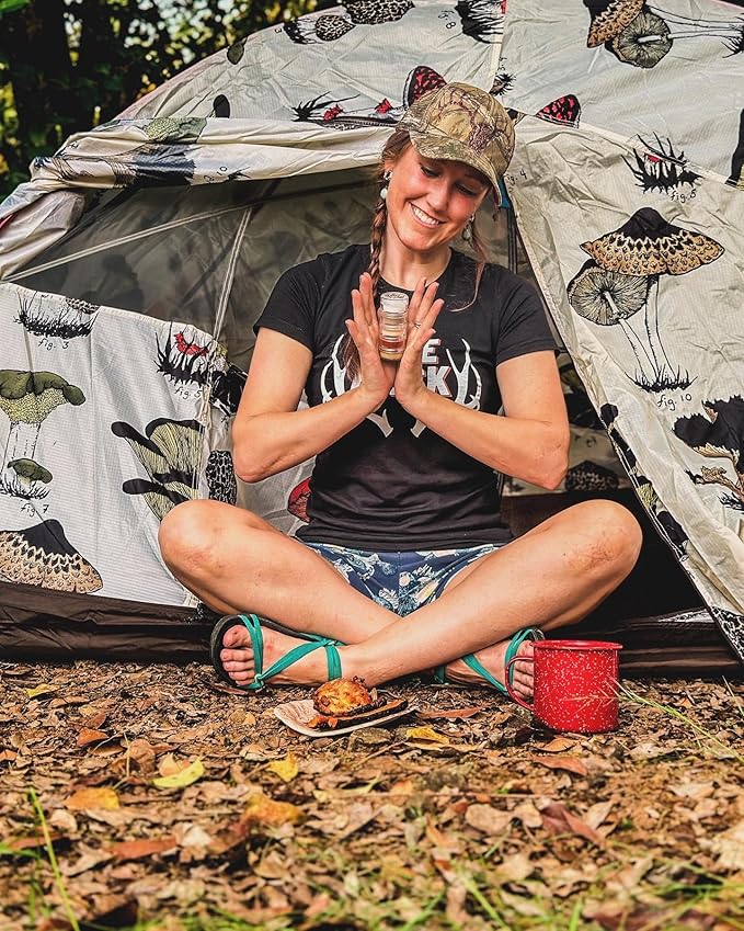 NICE RACK Mini Travel Spice Rack Filled with Organic Herbs, Refillable, Made in USA, Camp Spice Kit - Great Gift, CAMPING, RV, Purse, Backpacking with Shaker Tops 5 Stacking (3 3/8 x 1 3/8")