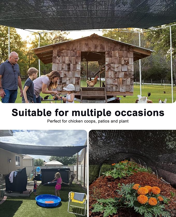 90% Shade Cloth,20x20ft Tear Resistant Sun Shade Net with Reinforced Grommet,Durable Garden Shade Tarp Cover for Greenhouse,Plant Cover, Chicken Coop,Patio and Pergola,Black