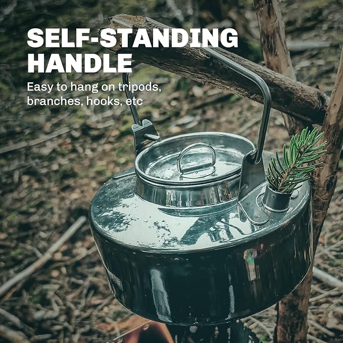 Fire-Maple Antarcti Portable 1 Liter Lightweight Stainless Steel Camping Kettle | Durable and Portable Camp Tea Pot | Ideal for Bushcraft and Outdoor Campfire Use