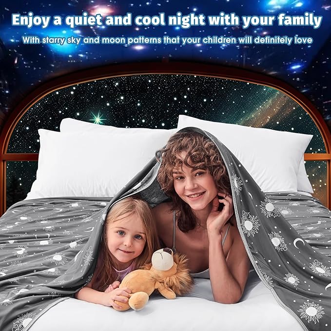 inhand Cooling Throw Blanket (50"x60") - Cooled Blankets for Hot Sleepers Lightweight Breathable Summer Blanket for Sleeping Night Sweats to Keep Cool in The Heat -Dark Grey-Sky