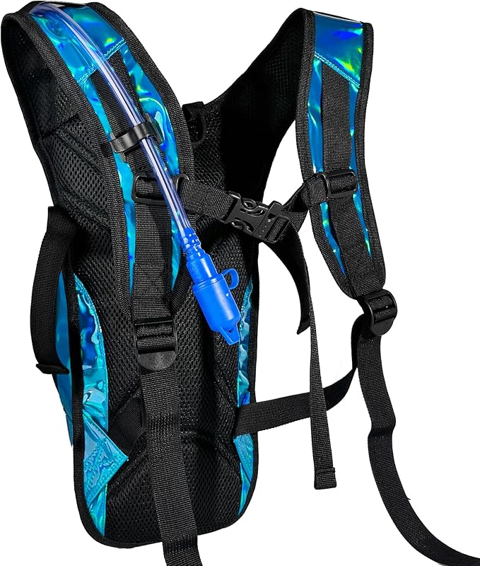 Reflective Hydration Backpack, Hydration Pack - Water Backpack with 2L/3L Hydration Bladder, Essential for Festivals - Rave Hydration Pack for Hiking, Running, Cycling, and Festivals