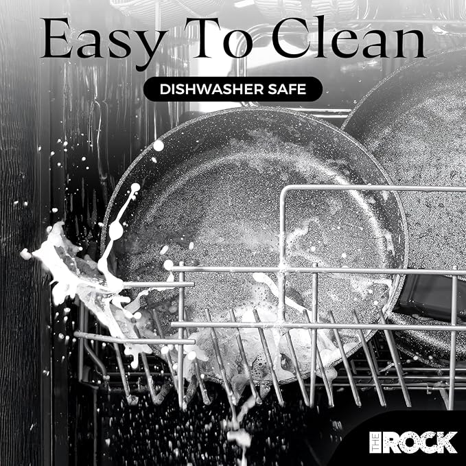 THE ROCK SOHO 9.5-Inch Non Stick Frying Pan – Nothing Sticks, Never Warps, Lasts Longer, Healthy Skillet with Heat-Resistant Handle, PFOA Free, Oven & Dishwasher Safe, Black