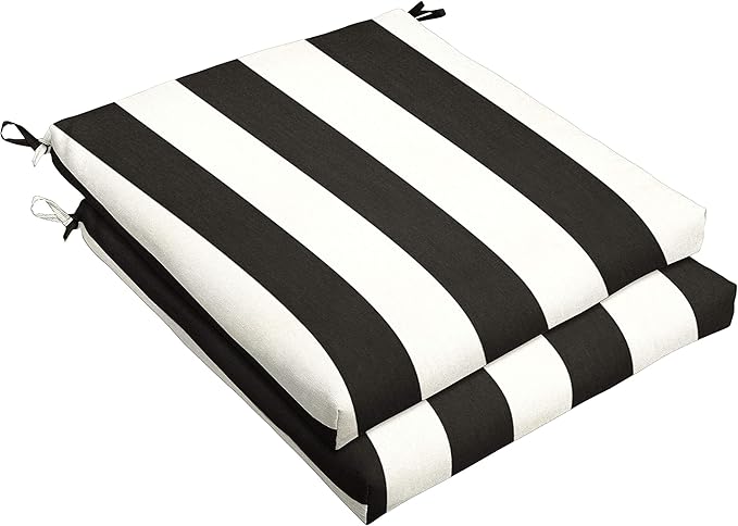 Sorra Home Sunbrella Bristol Square Chair Cushion (Set of 2) - Fade & Water Resistant, Outdoor & Indoor Patio Seat Cushion with Plush Foam - Cabana Classic (20" x 20" x 2.5")