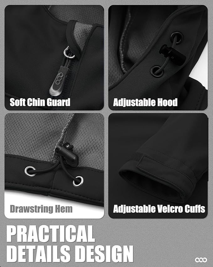 33,000ft Men's Softshell Jacket with Hood Waterproof Windbreaker Lightweight Rain Shell Jacket for Outdoor Hiking Travel