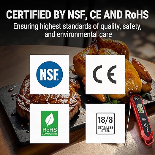 Instant Read Meat Thermometer Digital - TempPro ±0.9°F Pro-acurite Waterproof Food Thermometer for Cooking, Backlight Cooking Thermometer for Meat, BBQ, Grilling Air Fryer Griddle Kitchen Accessories