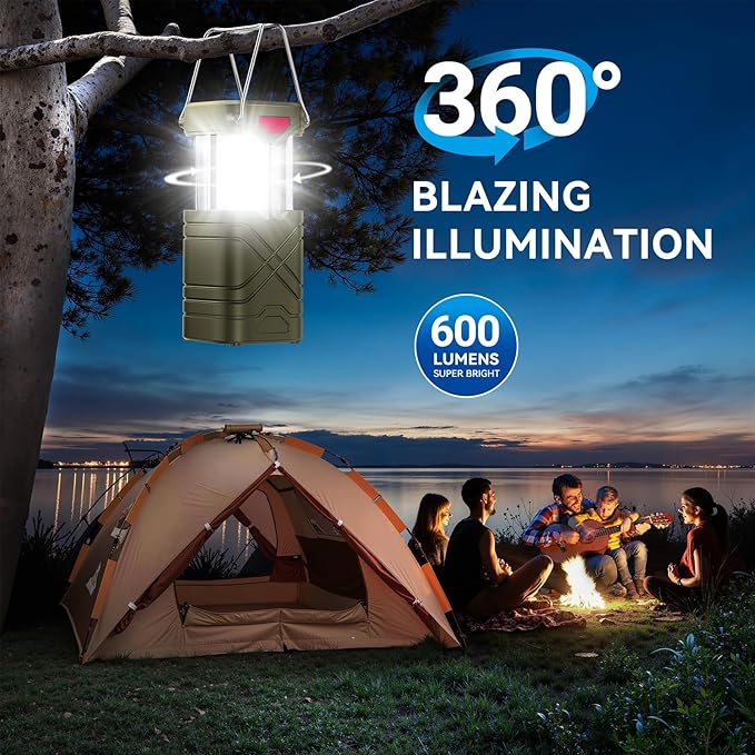 LETMY 4 Pack Camping Lantern, Rechargeable LED Lanterns, Solar Lantern Battery Powered Hurricane Lanterns Flashlight with 3 Powered Ways & USB Cable for Emergency, Power Outage, Hurricane Supplies