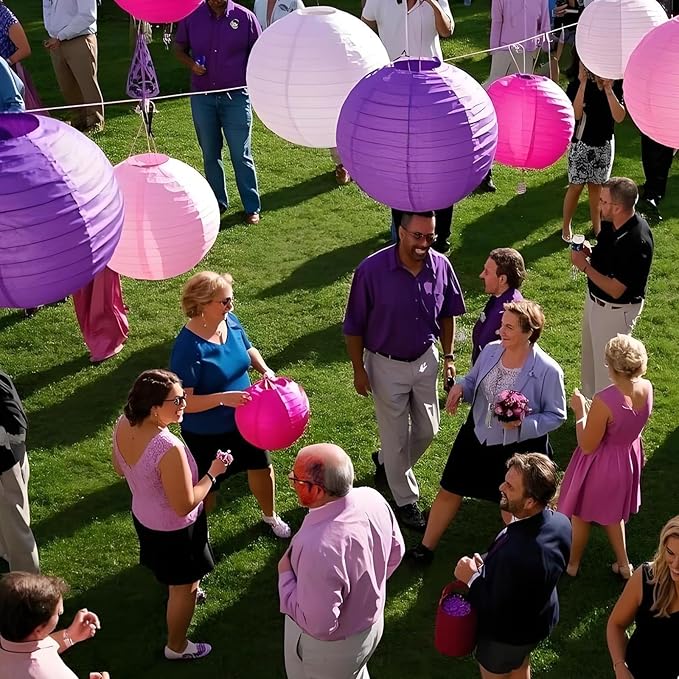 Purple Pink Paper Lanterns Decorative 15pcs Party Hanging Decorations for Bachelorette Wedding Birthday Baby Shower Graduation Anniversary Lavender Themed Room Decor