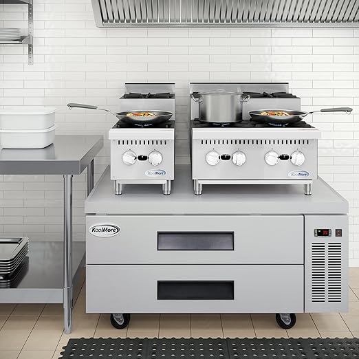KoolMore KM-CRSU-12 12 in. Two-Burner Commercial Step Up Range, 52000 BTU,ETL Listed in Stainless-Steel