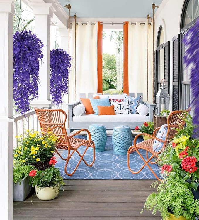 Fake Hanging Plants Fake Ivy Vine Artificial Ivy Leaves Artificial Hanging Plant Faux Plant Hanging Artificial Plants Outdoor Vines Decor for Home Room Yard Wall Garden Decoration(Pure Purple)