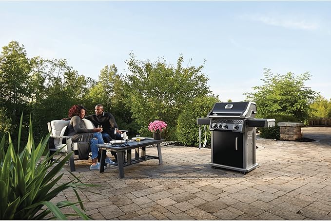 Napoleon Rogue 425 Natural Gas Grill with Range Side Burner, Black, 3 Stainless Steel Main Burners, Durable Heat Control