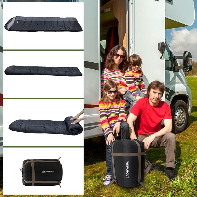 XL 10 Degree Sleeping Bags Waterproof for Adults 350GSM Machine Washable with Compression Sack for 3-4 Season Camping Outdoor