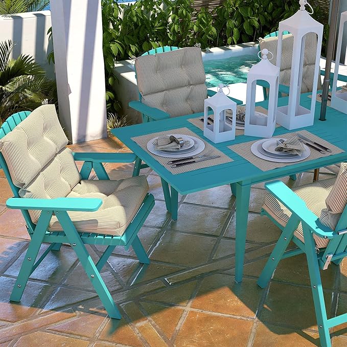 LVTXIII Outdoor Seat and Back Chair Cushion Patio Tufted High Back Cushion with Ties, Seasonal Replacement Rocking Chair Cushion for Home Office Garden Use, 44” L x 22” W, Set of 2, Stripe Beige