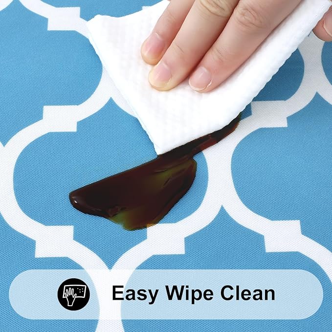 Smiry Rectangle Picnic Table Cover, Waterproof Elastic Fitted Camping Tablecloths for 6 Foot Tables, Wipeable Flannel Backed Vinyl Tablecloth Protector for Indoor, Outdoor (Light Blue, 30x72 Inches)