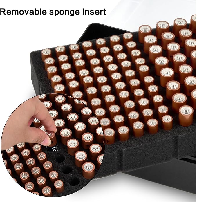 Battery Storage Organizer Case, Battery Vault Box Holder Container for 134pcs AA AAA Batteries, Garage Organization Carrying Bag Fits Home Kitchen Warehouse (Batteries Not Include) (black)