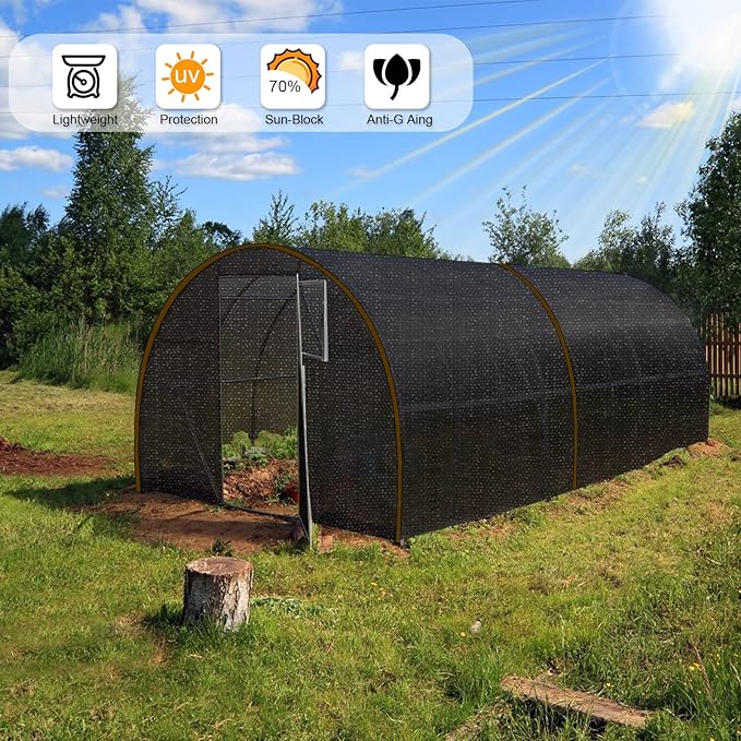 Shade Cloth - 70% Garden Shade Mesh Net with Grommets Outdoor Sun Shade Cover for Plant Pergola Patio Greenhouse Chicken Coop(8x10ft)