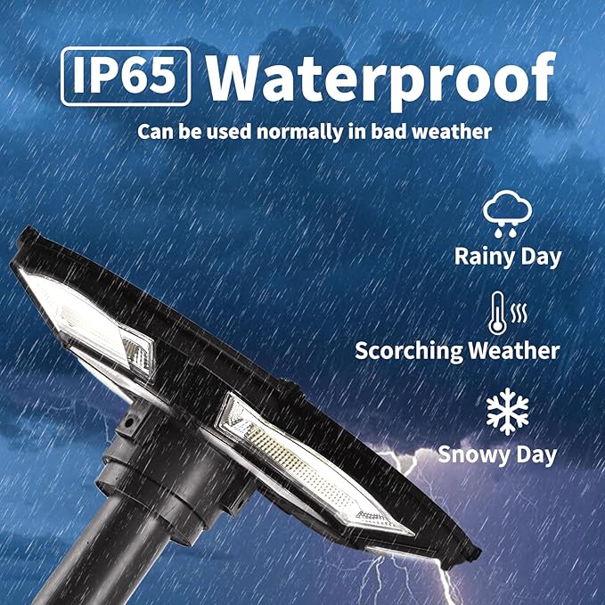 Outdoor Solar Lamp Post Light with Motion Sensor, Dusk to Dawn IP65 Waterproof, 750 LEDs Solar Powered Lamp Pole Light Fixture with Remote for Garden, Yard, Pathway, Street Outdoor Lighting