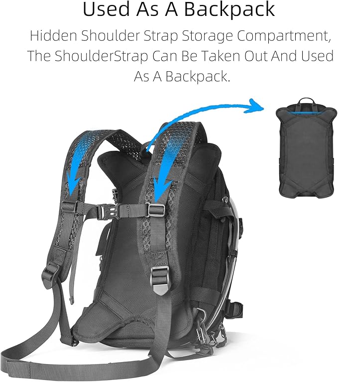 Rhinowalk motorcycle tank bag backpack, separate water bag, duffel bag with molle system, fits most adventure and sport motorcycle frames