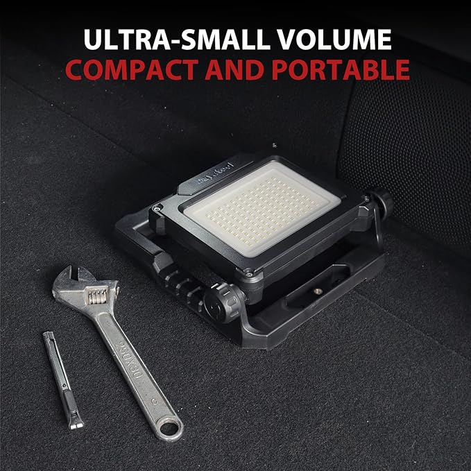 Cordless 25W 4000lm LED Magnetic Work Light Compatible for Makita, Dewalt, Milwaukee, Bosch, Black and Decker, Porter Cable, Stanley 18-20V Battery, Black (AC Power Adapter Included)