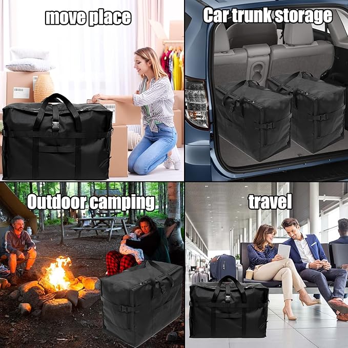 Travel Duffle Bag,120L Foldable Heavy Duty Overnight Bag, For Spirit Airlines, RicoRich Larger Size Carry on Luggage Sport Duffel for Weekender/Vacation/Camping/Beach/Tent(Black)