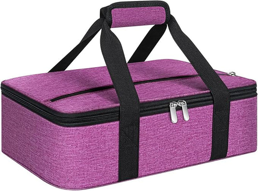 Insulated Casserole Carrier, Portable Casserole Carrier for Hot or Cold Food Lunch Tote Warmer or Cooler Bag, Lasagna Lunch Bag for Potluck Parties- Fits 9" x 13" Baking Dish-Rose Purple