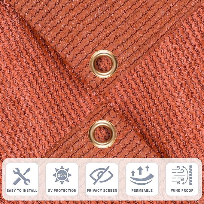 Cool Area Sun Shade Cloth with Grommets 6×24 FT Shade Panel Shade Tarp Screen Fabic for Outdoor Patio Pergola Cover Deck Garden, Terra Red (Customized)