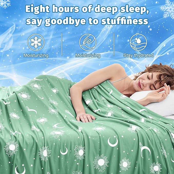 inhand Cooling Throw Blanket (50"x60") - Cooled Blankets for Hot Sleepers Lightweight Breathable Summer Blanket for Sleeping Night Sweats to Keep Cool in The Heat -Fruit Green