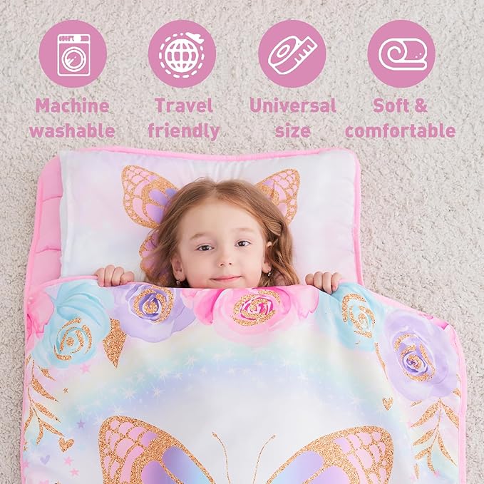Extra Large Toddler Nap mat by Cokouchyi, Toddler Sleeping Bag with Removable Pillow, Measures 53 x 21 x 1.5 Inches, Sleeping Mat, Ideal for Daycare and Preschool Kindergarten