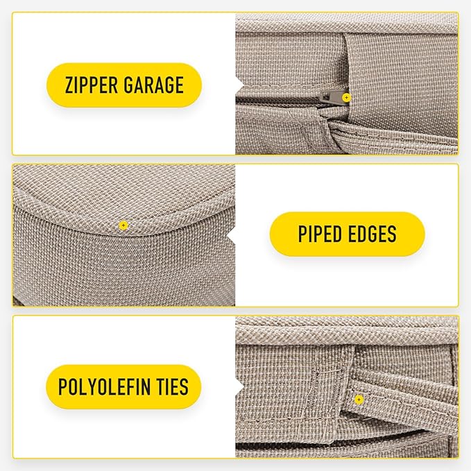 SUNROX Gel Memory Foam Chair Cushions, FadeShield Water-, Stain-Resistant Durable Reversible Seat Cushion Pads with Ties for Indoor/Outdoor Kitchen Dining Office 17"x16" Set of 6, Husk Birch