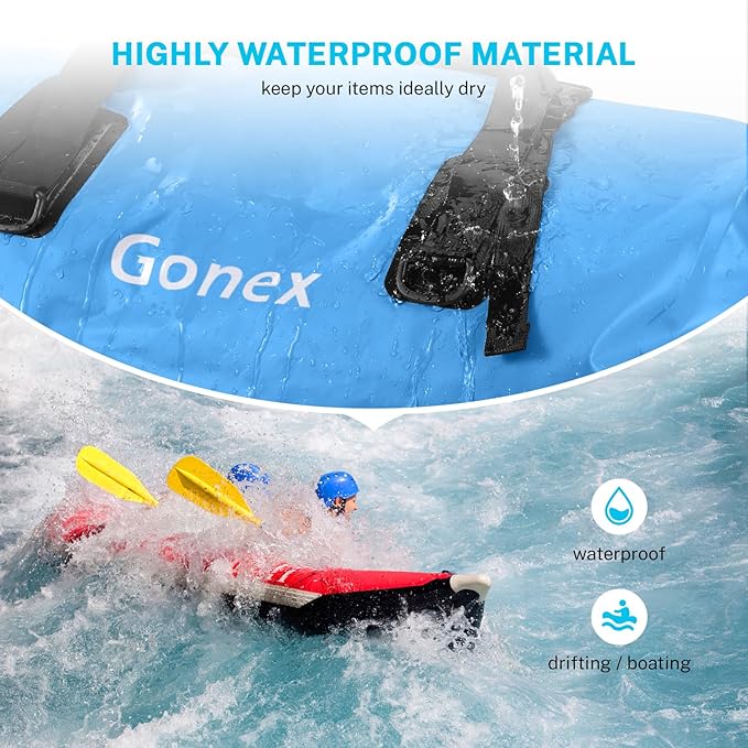 Gonex 40L 60L 80L Extra Large Waterproof Duffle Travel Dry Duffel Bag Heavy Duty Bag with Durable Straps & Handles for Kayaking Paddleboarding Boating Rafting Fishing