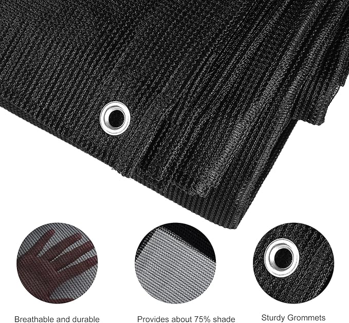 FEPITO Heavy-Duty Mesh Tarp 10ftx20ft Black Mesh Shade Net Cover for Patio, Fences, Garden, Dump Trucks