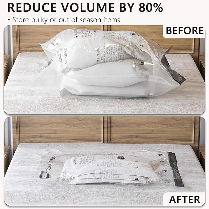 SUOCO 8 Combo Vacuum Storage Bags with Electric Pump, (2 Jumbo, 2 Large, 2 Medium, 2 Small) Travel Clothes Space Saver Bags, Compression Airtight Seal Bags for Clothing, Pillows, Comforters, Blankets