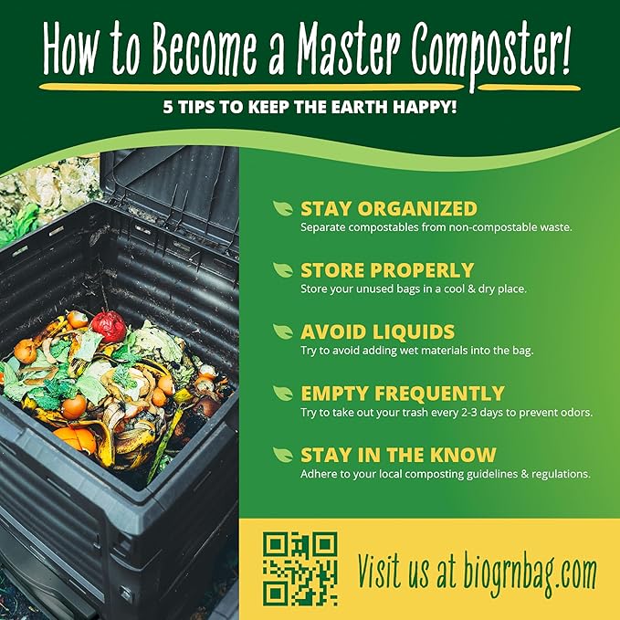 10-13 Gallon Compostable Trash Bags Drawstring 30 Bags Heavy Duty Extra Thick 1 Mil 49.21 Liter Tall Kitchen Food Scrap Waste Compost Bags Green ASTM D6400 US BPI and OK Compost Home Certified