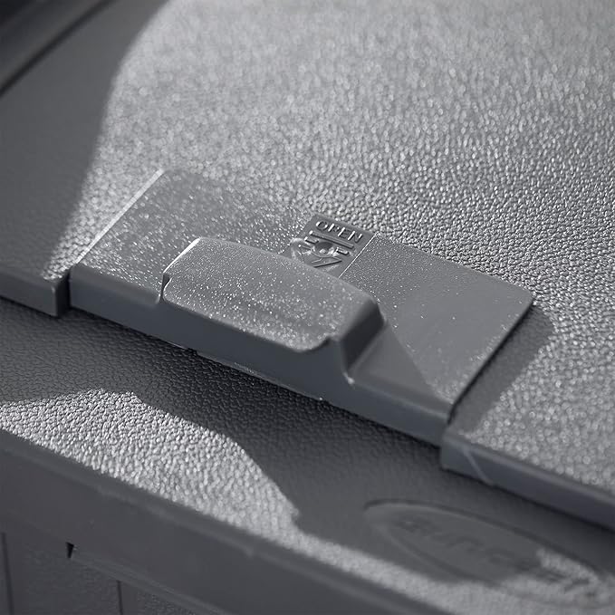 Suncast 2 Pack Trash Hideaway Refuse Container, Stylish Resin Outdoor Garbage Bin with Latching Lid, 30 to 33 Gallon Capacity, Cyberspace