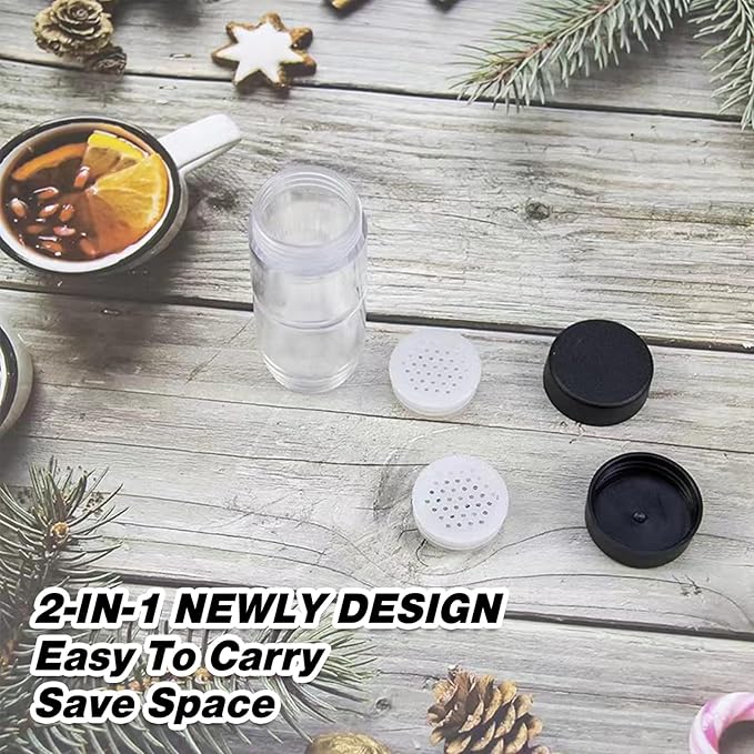 Sunmei Salt and Pepper Shakers Moisture Proof Set, 2-in-1 Portable Spice Shaker with Airtight Lid, Perfect for Camping Kitchen, Travel, Car Camping, RV, Outdoors, Backpack, BBQ Picnic, Lunch Boxes (2)