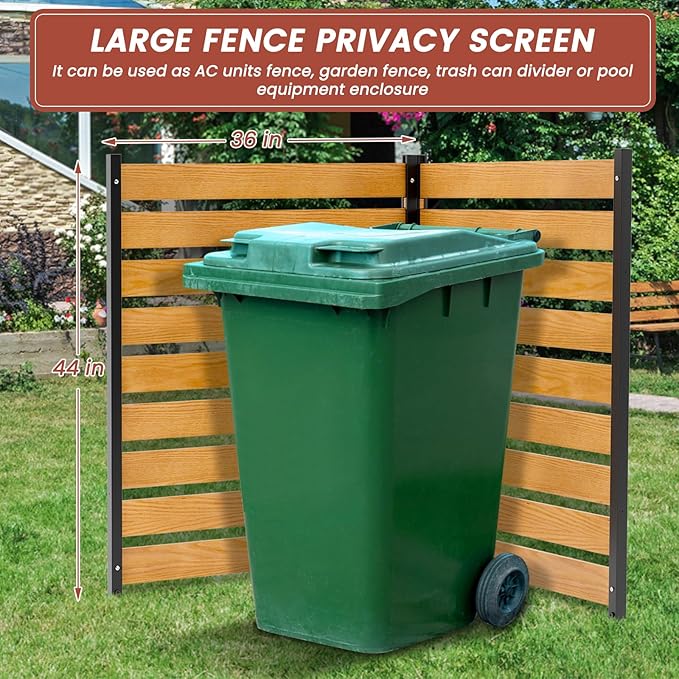 LILYPELLE 36in W x 44in H Air Conditioner Fence, 2 Panels Outdoor Privacy Fence Screen with Metal Stakes, Outside Decorative Fences Trash Can Pool Equipment Enclosure Panels