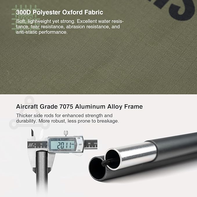 ONETIGRIS SUPRAGRIS Camping Cot, Support Up to 400lbs, Lightweight Comfortable Folding Bed for Camping, Hiking, Backpacking, Travel, Car Trips, Office Nap (Ranger Green)