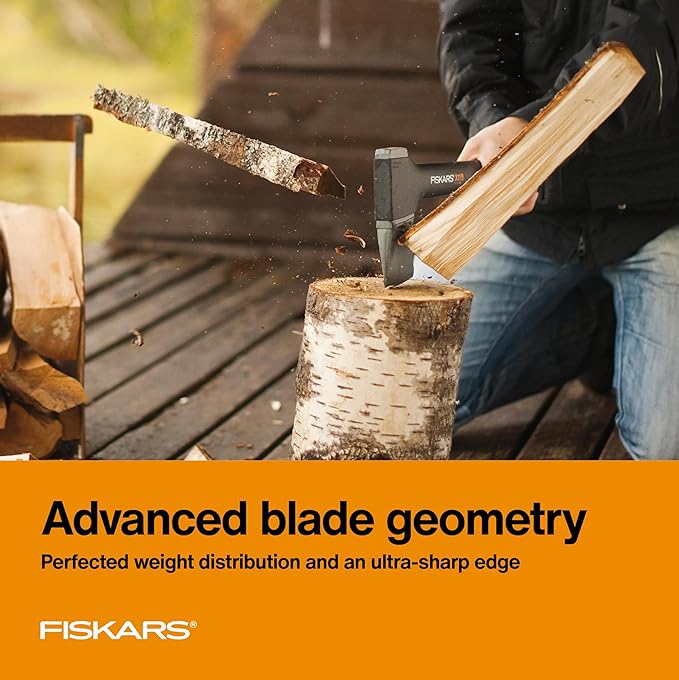 Fiskars X11 Splitting Axe Hatchet, 17" Tree Branch Cutter and Wood Axe for Small Logs with Shock-Absorbing Handle