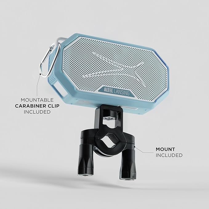 Altec Lansing Portable Bluetooth Speaker HYDRAMINI 2.0, IP67 Waterproof, Portable, 12h Playtime, Wireless Pairing, USB-C Quick Charge, Magnetic Bluetooth Speaker, Voice Assistant Integration