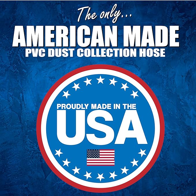 PVC Dust Collection Hose w/4 Thumbscrew Clamps, Puncture Resistant, Carbon Steel Wire, Clear Flexible PVC Dust Collector Hose, Proudly Made in USA (2 1/2" x 10')