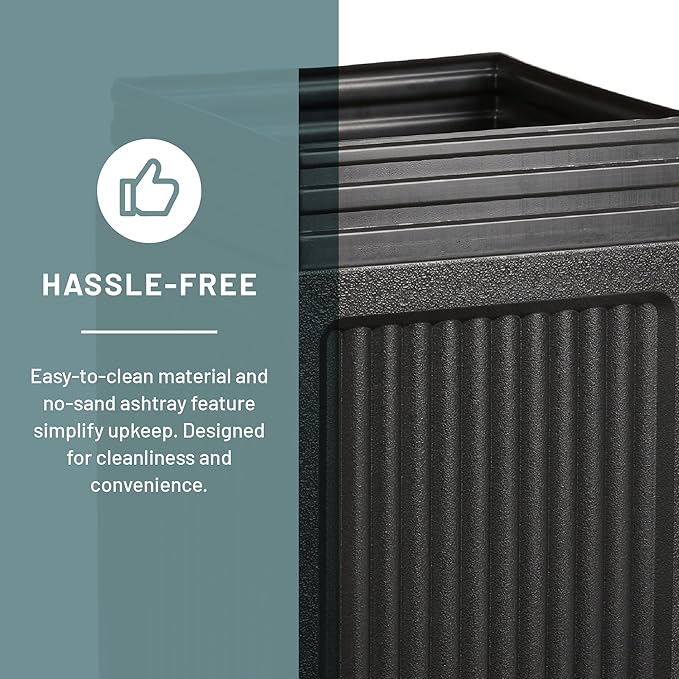 Safco Canmeleon Trash Can, Indoor and Outdoor Use, Durable & Weather-Resistant Commercial Garbage Can with Ashtray, Black